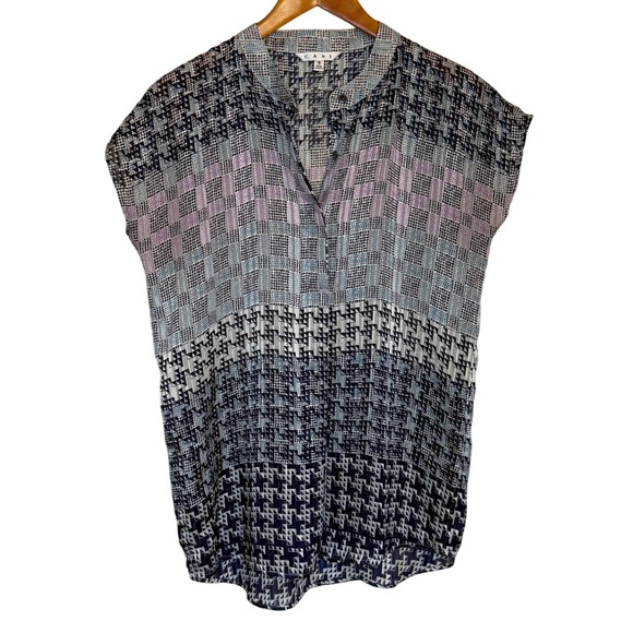 Cabi Top Women S Blue 735 Astor Houndstooth Boxy Casual Chic Office Modern - Picture 1 of 6